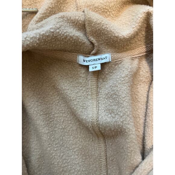 WeWoreWhat Tan Leisure Suit Hooded Fleece Zip-up Relaxed Jumpsuit, size S - Picture 4 of 6